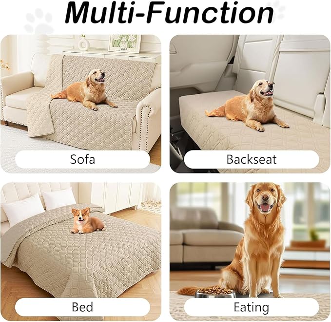 hyha Waterproof Dog Bed Blanket, Soft Pet Blankets, Waterproof Couch Cover for Dogs, Reversible Sofa Covers Washable for Furniture (40x70 Inch, Taupe/Beige)