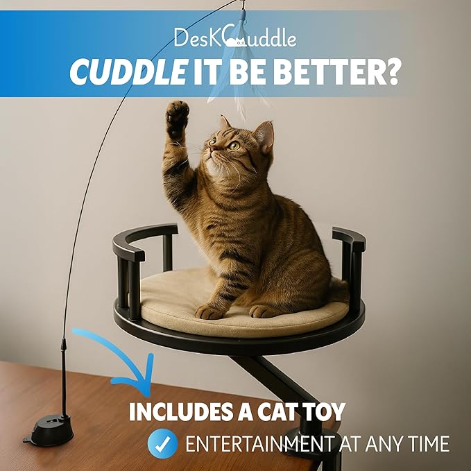 Cat Bed with Memory Foam Cushion Eco-Friendly Wood, Washable Non-Slip Covers – Keeps Your Pet Close While You Work – Modern Cat Furniture