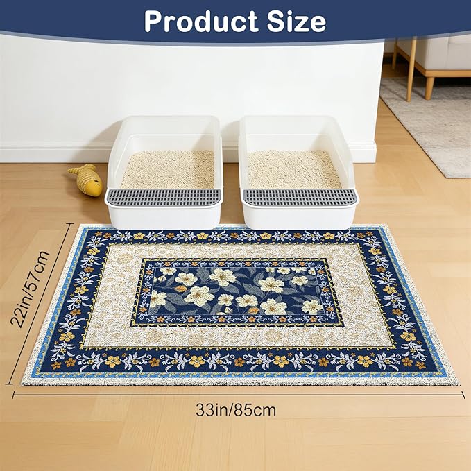 Unicorn Catcher Cat Litter Mat Non-Slip Bottom Litter Box Mat Urine-Proof Soft Litter Mat for Cats Waterproof Pads Protects Floors Cat Mat for Litter Box