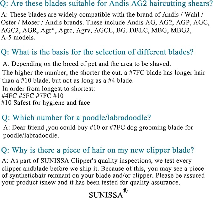 10# Clipper Blades Pet Grooming Clipper Replacement Blades - 1/16"(1.5mm) Cut Length, Compatible with Andis, Oster A5, Wahl KM-10 Series Clippers, Made of Carbon Steel Blade & Stainless Steel Blade