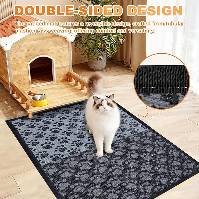 3x2 Feet Cat Bed Mats, Stain-Resistant, Washable and Easy to Clean, Reversible for Double-Sided Use, Convenient Design, Suitable for Both Outdoor and Indoor