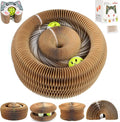 Upgraded-Magnetic Magic Organ Cardboard Cat Scratcher Toy with 2 Balls for Mental Physical Exercise, Multi-Shape Interactive Cardboard Cat Toy for Indoor Cats Flip with Fun, Brown/Gray,M, 1PCS