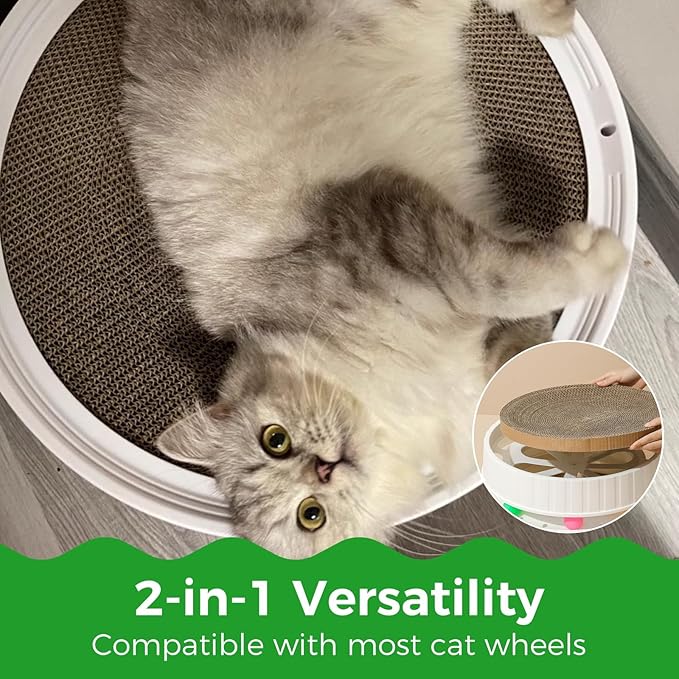Round Cat Scratcher Refill, 10 Inch Cat Scratching Board for Indoor Cats, Cardboard Cat Scratcher Pads Circle Replacement, Double-Sided (2 PCS)