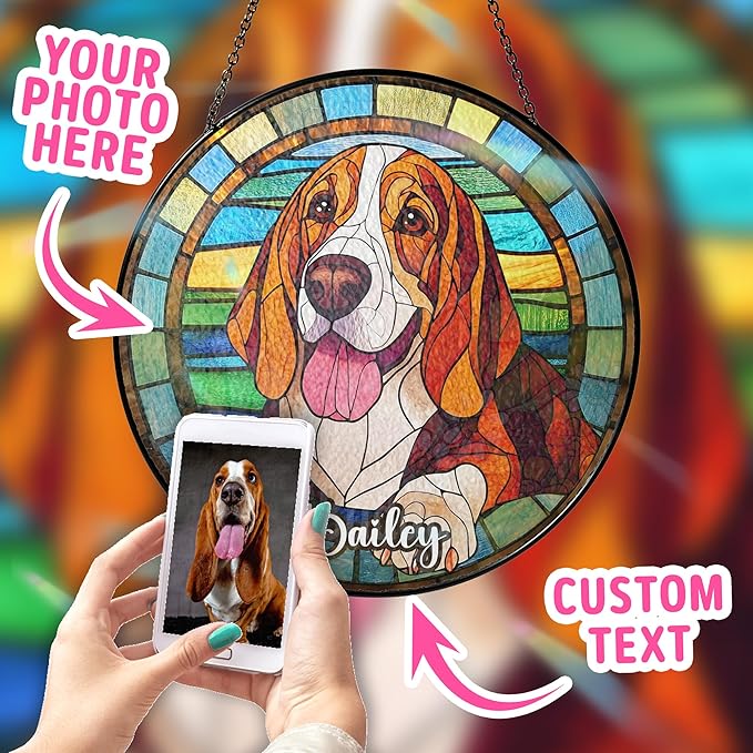 Custom Cat Portrait Art Suncatcher Stained Glass Remembrance Gift Cat Indoor Decor Window Hanging Dog Pet Bereavement Keepsake Loss of Pet
