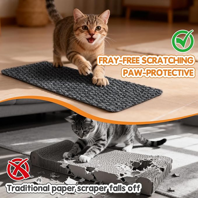 Wall Cat Scratcher for Indoor Cats,19.6x7.8”Corner Cat Scratcher,Cat Scratch Pad Furniture Protector for Door & Wall,Couch, Durable Cat Scratching Board Easy Mount(Grey, 19.6”x7.8”)