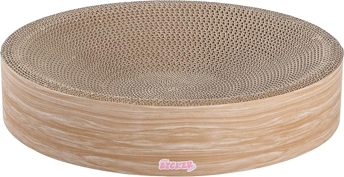 CSR1010J Nelson 20.13" Modern Cardboard Round Bowl Cat Scratcher with Catnip, Oak Wood