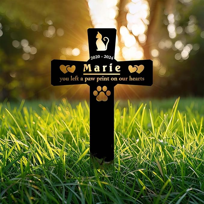 Personalized Pet Grave Markers Dog, Pet Headstones for Dogs for Lost Dog Sympathy Gift, Waterproof Dog Grave Markers Outdoor, Dog Tombstones for Graves Outdoor, Garden Dog Cross for Grave