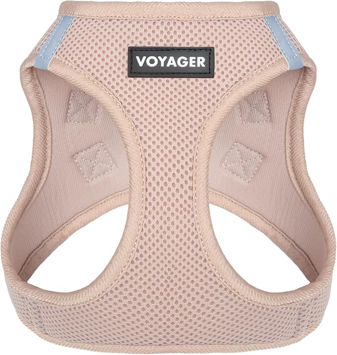 Best Pet Supplies Voyager Step-in Air Harness - All Weather Mesh, Reflective, No Pull Harness for Dogs, Cats - Secure with Hook & Loop Fastener, Buckle, Double D-Rings - Khaki, M