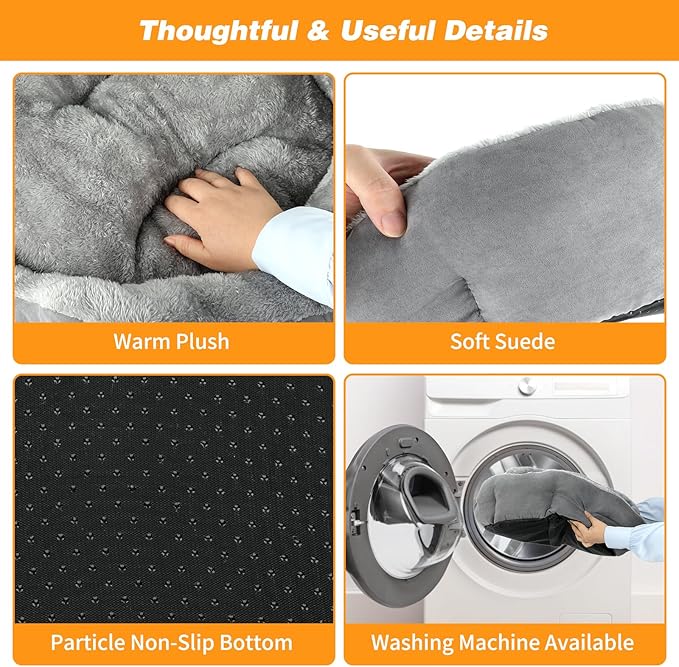 FHTONGE Washable Heated Cat Bed with Timer Temp Adjustment, Self Warming Cat Donut Bed with Overheat Protection, Snuggle Round Pet Nest with Electric Heating Pad, Thermal Cozy Cuddler for Kitten Puppy