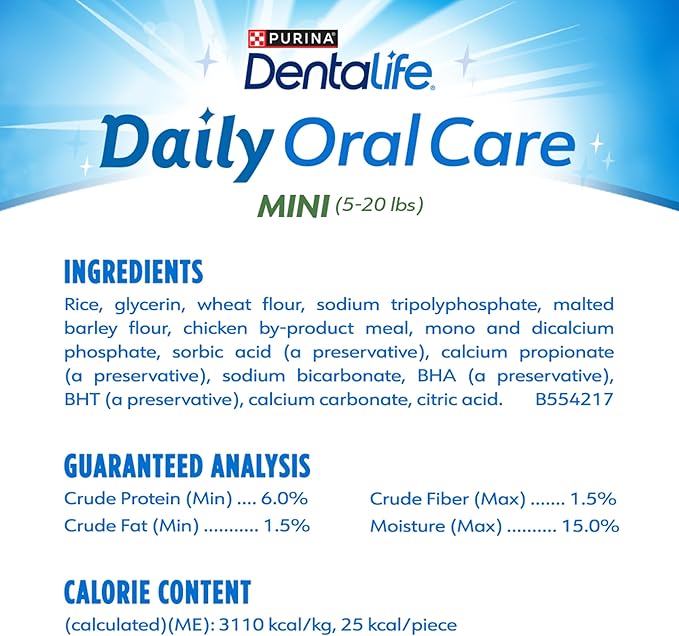 Dentalife Daily Oral Care Dog Treats for Small Dogs 5-20 lbs.,Chewy Dental Treat to Freshen Breath and Fight Tartar,Chicken Flavor,17.1 oz.,58 Chews - 58 ct. Pouch,(Pack of 2)