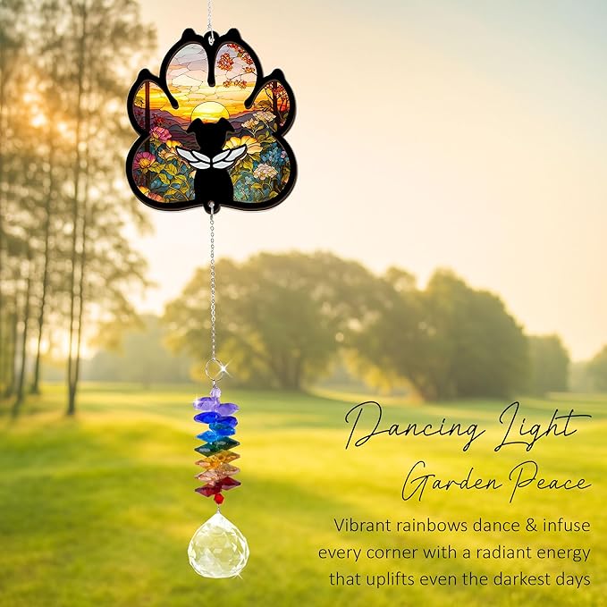 Dog Memorial Suncatcher - Dog Paw Suncatcher - Dogs Memorial Pets Loss Gift - Heartfelt Sympathy Paw Print Suncatchers - Comfort Keepsake - Mother's Day for Dog Mom Dad