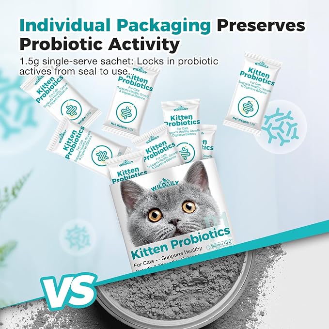 Cat Probiotics Gut – Constipation Relief – Supports Immunity, Regularity, & Healthy Digestion, 30-Day Supply (Kitten Formula)