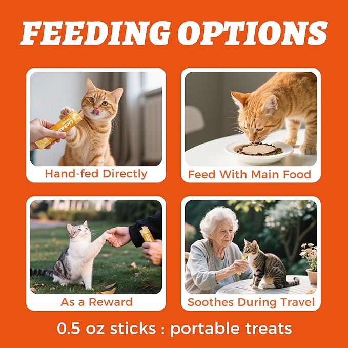 Wellix Lickable Cat Treat for Indoor Cats - Salmon Oil & Chicken Flavor Kitten Snacks for Training - Squeezable Cat Treats for Healthy Skin & Coat - 24 Tube Treats for Cats