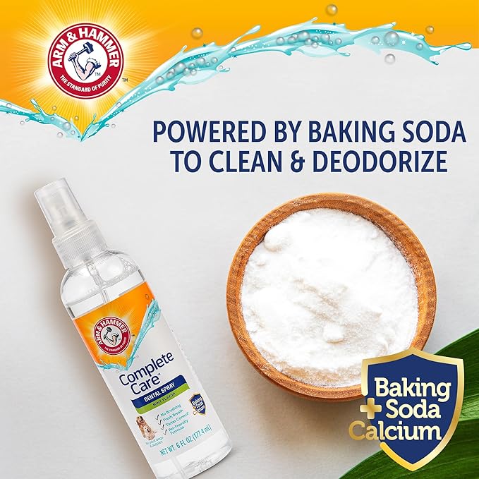 Arm & Hammer Complete Care Dog Dental Spray, Mint Flavor, Easy Brushless Dog Breath Freshener, Baking Soda Enhanced Formula for Fresh Dog Breath, 6oz