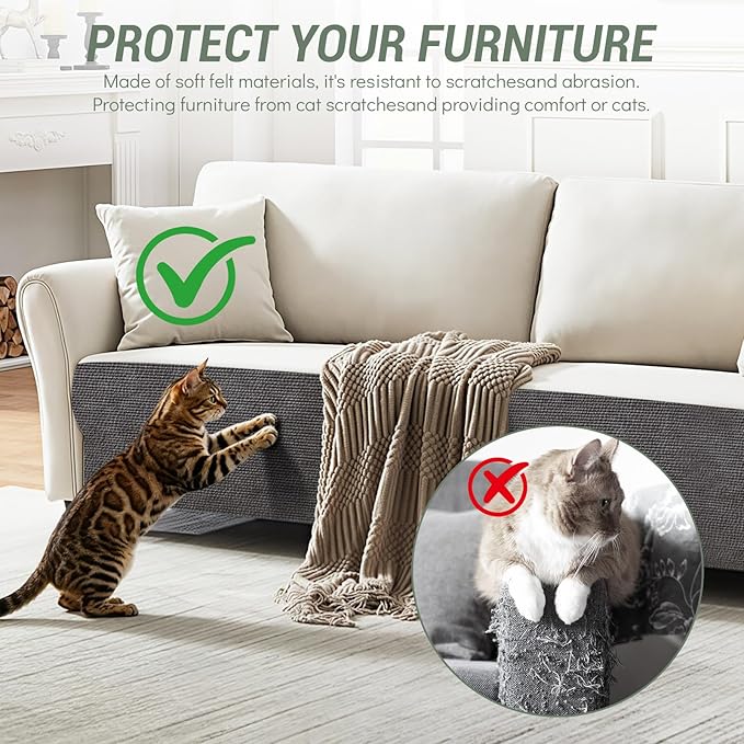 Cat Wall Scratcher Mat, Anti Cats Scratch Furniture Couch Carpet Corner Protector for Indoor, Trimmable Cat Scratching Pad Board Sofa Replacement Deterrent from Cats Claws (Darkgrey,39.3x15.8In)