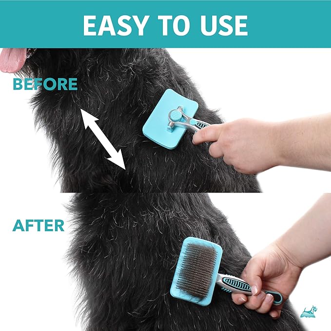 Ergonomic Pivoting Slicker Brush for Medium Dogs - Self Cleaning and Shedding Control for Loose Hair and Mats (Pack of 2)