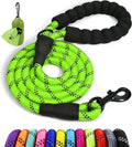 Taglory Rope Dog Leash 5 FT with Comfortable Padded Handle, Highly Reflective Threads Leash and Anti-Tangle Clip for Walking Small Dogs, 3/8 inch, Green