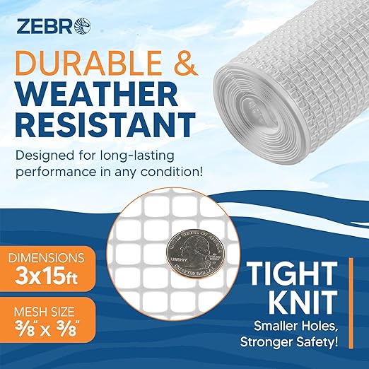 Hardware Mesh Screen & Fence Roll (2' x 25') - White Indoor & Outdoor Balcony, Patio & Porch Netting - Safety Barrier Fence for Pets & Kids