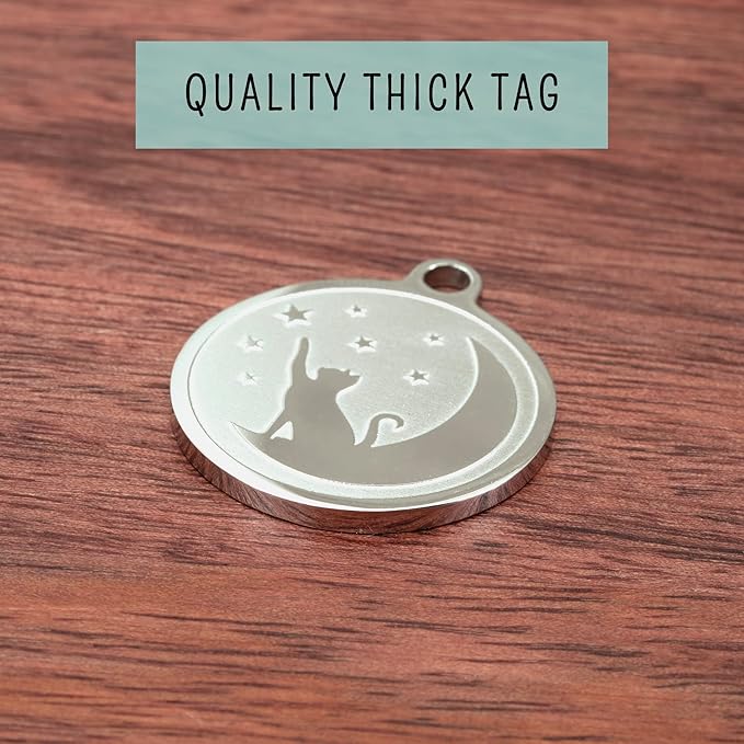 Ultra Joys Engraved Cat Name Tags Personalized - Stainless Steel Name Tag Pet Identification - Small Dog ID Tags Personalized for up to 4 Lines of Text - Pet ID Tags for Cat Collar - Pumpkin