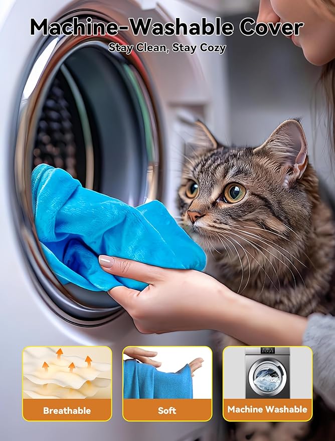 Outdoor Pet Heating Pad for Dog & Cat, Multi-Size Waterproof Heated Cat Dog Bed for Outside, Pet Heater Warmer Mat Blanket with Chew Resistant Cord for Senior Dog Cat House Whelping Box,Blue,16" x 28"