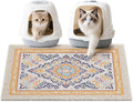 Unicorn Catcher Cat Litter Mat 33" x 22" Non-Slip Litter Box Mat Washable Litter Catcher Mat for Litter Box Indoor Food Mat Supplies Essentials, Orange