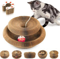 Collapsible Cats Cardboard Scratcher, Interactive Cat Toys for Indoor Cats, Scratch Pad Shape Shifting Ball Track with Bell, Magic Organ Cat Toy for Chase & Scratch Paw Toys for Kitties Paw