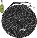 30FT Reflective Cat Leash,Escape Proof Long Training Lead for Cats Kittens & Small Pets,Durable Outdoor Walking Leash with Waste Bag Dispenser(Black)
