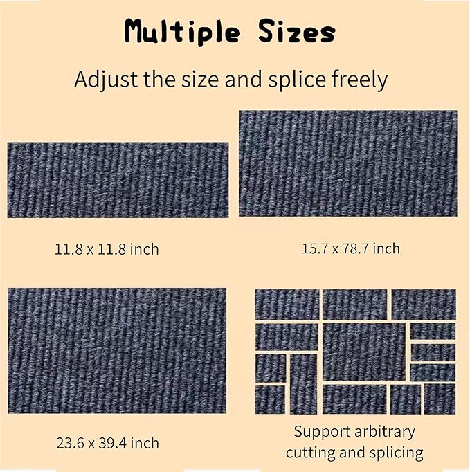 Cat -12"x39"Self-Adhesive Cat Scratching Carpet, Heavy-Duty Nail-Free Wall-Mounted Cat Activity Mat for Indoor Cats, Durable Pet Furniture for Kittens & Adult Cats （Light Blue）