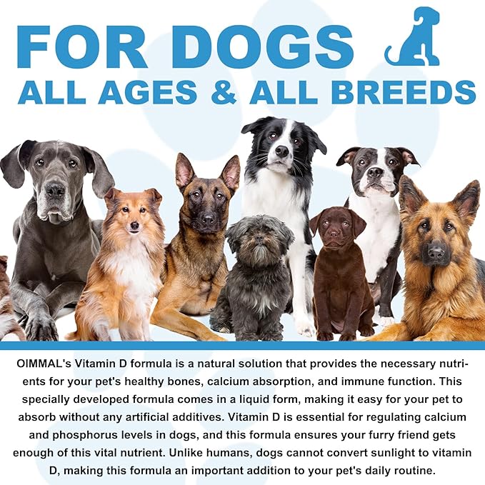 Dog Vitamins D Supplements 2 Fl Oz Liquid Vitamin D for Dogs Strong Bones& Structural Support, Promote Healthy Immune