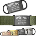 Anavia Slide On Silent Pet ID Tags, S/M/L/XL Personalized Stainless Steel Cat Dog Tag with Elastic Fabric Band, Engraved Nameplate Quiet Chew-Proof Pet Collar Tag (Black, Large)