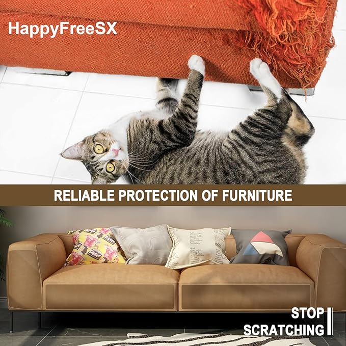 Anti Cat Scratch Furniture Protector, 10 Pack, Cat Scratch Deterrent Tape, Couch Protector for Cats, Furniture Protectors from Cats, Double Sided Sofa Anti Scratching Sticky Tape, cat Training Tape