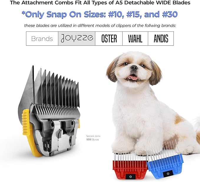 A Series Wide 19mm 3/4' Metal Comb, Dog Grooming Blades for Smooth Coat, Professional, Durable and Precise for Trimming and Finishing, Compatible with A Series Clippers