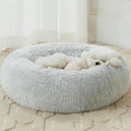 WNPETHOME Calming Dog Bed Cat Bed Donut, Faux Fur Pet Bed Self-Warming Donut Cuddler, Comfortable Round Plush Dog Beds(20 x 20 x 8 Inch, Light Grey)