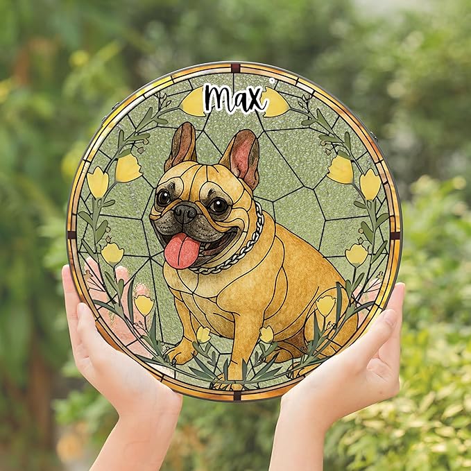 Custom Pet Memorial Sun Catcher, Glass Window Hanging with Photo, Floral Tribute Keepsake, Sympathy Gift for Dog or Cat Loss 3