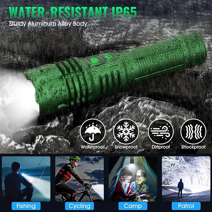 AdamStar UV&High Lumens Flashlight Rechargeable, 2-in-1 Powerful Blacklight LED Flashlight Tactical 6 Modes Super Bright Waterproof Zoomable Detector for Pet Urine Curing Resin Camping
