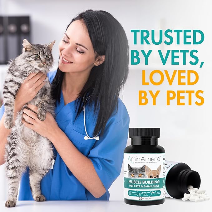 Muscle Support Pet Supplement for Small Dogs & Cats with CaHMB & Vitamin D3 – All Ages & Senior Dog Supplements for Muscle Strength, Mobility & Daily Activity – (30 Capsules)
