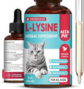 L Lysine for Cats Helps with Watery Eyes, Sneezing, Cough, Allergy – Works as Natural Antibiotic for Cats – Feline Upper Respiratory Supplement with Vitamins, Probiotic and Chicken Flavor – 2 Oz