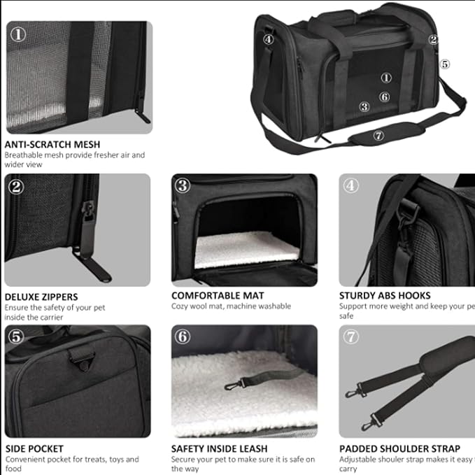 Movelo, Pet Carrier with Two Entrances – Top & Side Opening Soft-Sided Travel Carrier for Cats & Small Dogs up to 25 lbs – Airline Approved, Mesh Ventilation, Removable Pad & Shoulder Strap