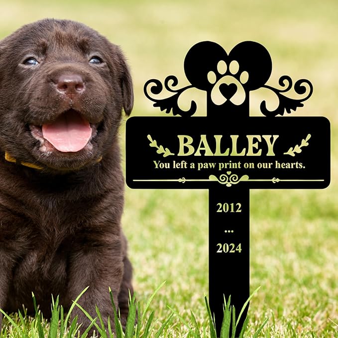 Custom Pet Name Metal Cross Grave Marker with Wings, Personalized Dog Memorial Plaque for Cemetery Yard, Outdoor Garden Stake
