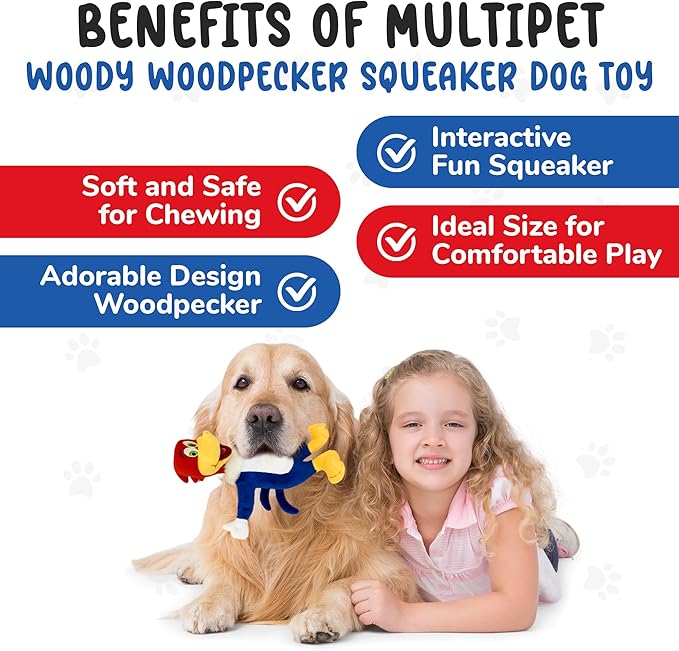 Multipet Woody Woodpecker X-Small 6" Bird Dog Toy | Funny Bird Dog Toy Contains No Electronic Parts or Circuitry | Woodpecker Dog Squeaker | Small/Medium Breed | 6" | Officially Licensed