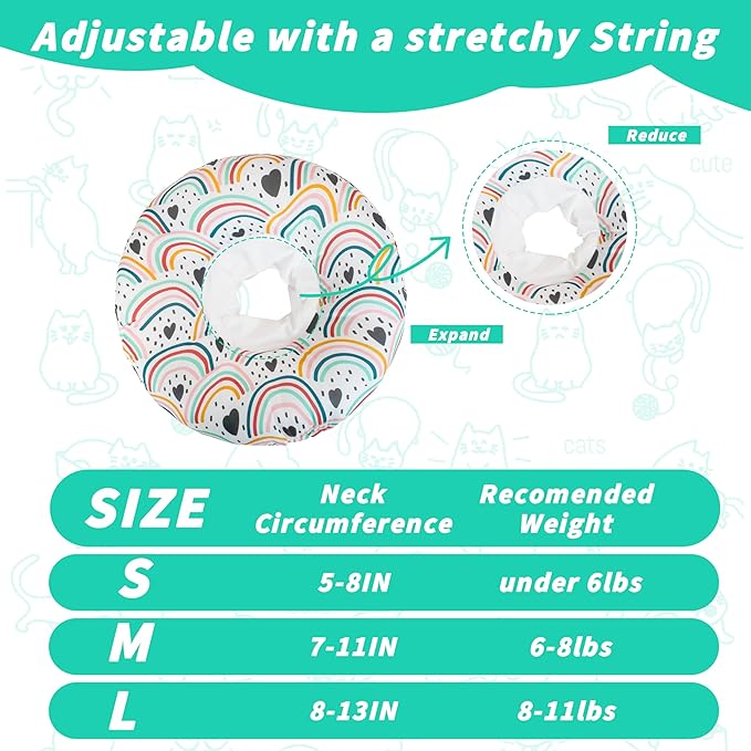 Soft Cat Cone Collar, Cute Cats Recovery Collar Suitable for Small, Medium, Large cat,Elizabethan Neck Collar for Cats After Surgery (Black Love, Small)