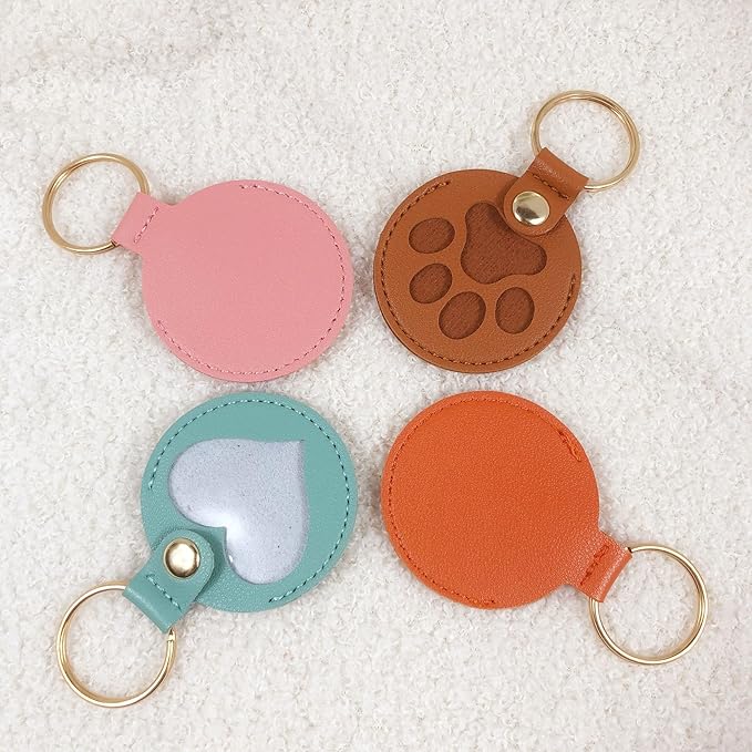 Pet Hair Storage Keychain, Dog Cat Fur Container Collector Keepsake, PU Leather Memorial Keyring, Collar Bag Charms