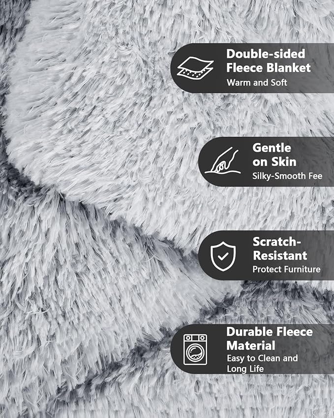 PJYuCien Large Dog Blanket, Reversible Fleece Sherpa Blankets, Soft Plush Pet Throw for XL Dogs, Washable Cozy Furniture Protector for Couch/Bed, 80" x 60", Grey, Indoor