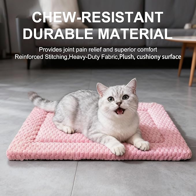Dog Bed Mat - Dog Crate Pad - Reversible Mat for Pet Comfort - Soft Bed Crate Pads with Dual-Sided Design for All Seasons (Pink, 18" L x 14" W x 1.5" Th)