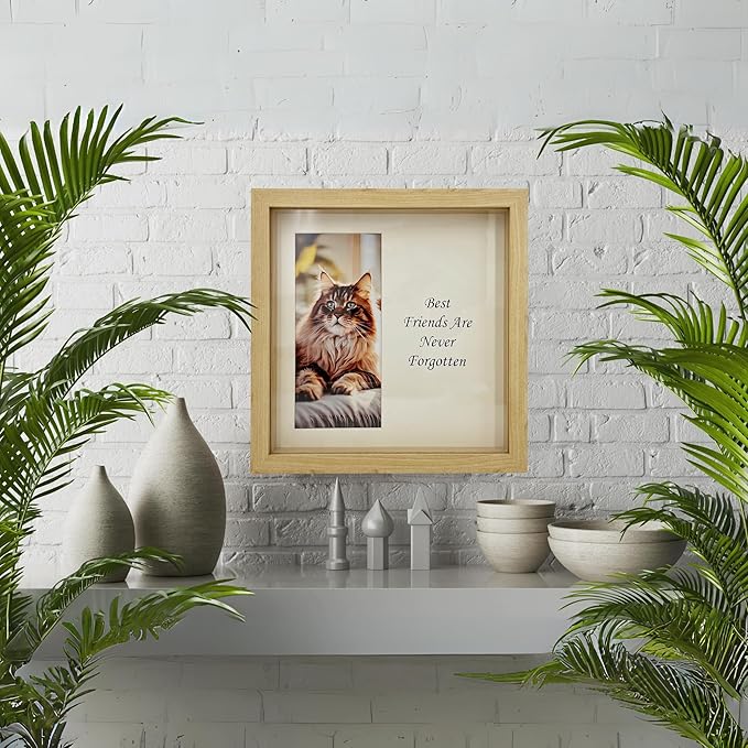 Dog Paw Print Kit for Dogs, Dog Picture Frame with Shatterproof Plexiglass, 4 Customizable Displays, 9”x9”, Pet Memorial Gift for Dogs, Loss of Pet Sympathy Gift, Pet Paw Print Impression Kit (Natural)