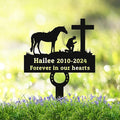 Custom Horseshoe Memorial Grave Marker, Personalized Cowboy Horse Sympathy Gift Cross Plaque, Metal Horse Memorial Garden Stake Yard Sign
