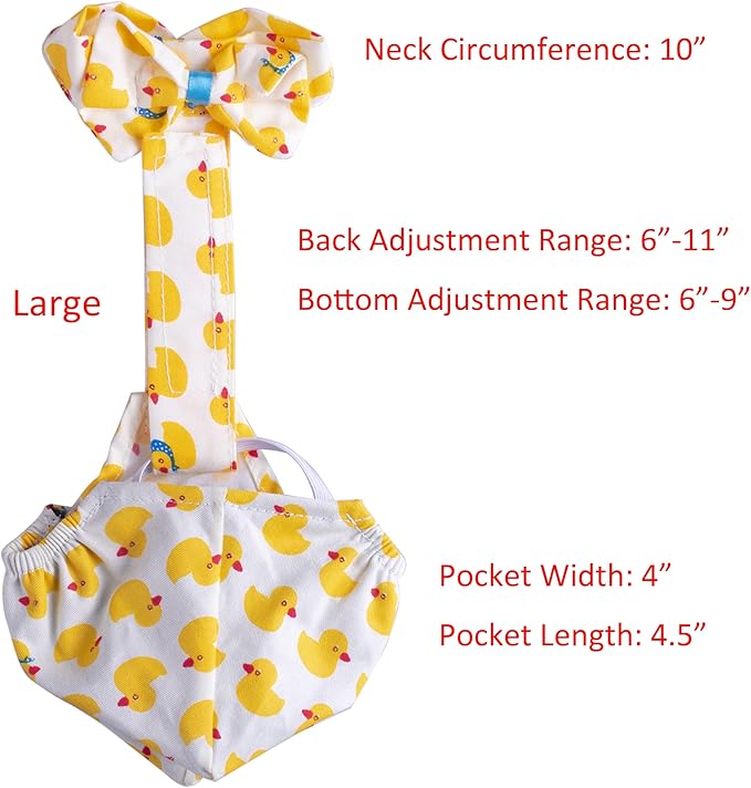 BestParts Adjustable Diaper Waterproof Reusable Diapers, Cloth Diaper Wearable Poultry for Farm Pet Goose, Pet Duck,Pet Chicken, Adhesive Version (Yellow, L(4.41-8.82pounds), 1, Count)