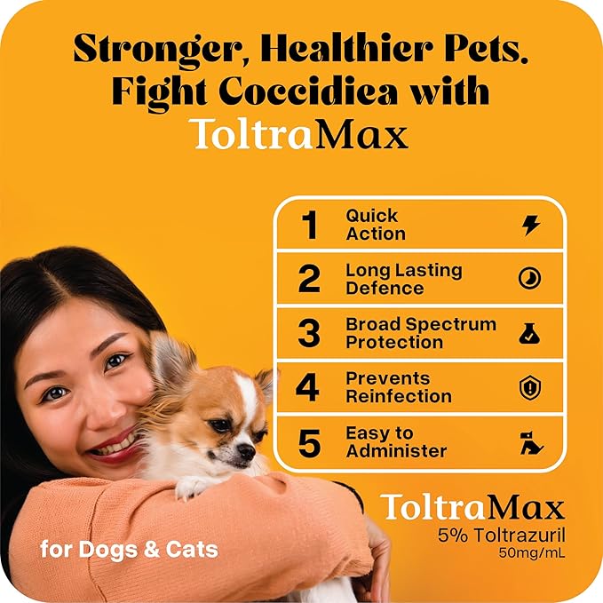 Toltrazuril 5.0% for Horses, Dogs, Cats, 240mL/8 Ounce, for Non-Food Chain Animals, Chicken