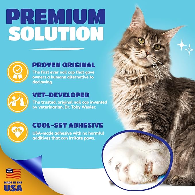 Soft Claws Cat Nail Caps for Large Cats – (40 Caps, Pink and Green) - Veterinarian-Developed | Protects Furniture & Skin - Easy to Apply, Long-Lasting Anti-Scratch Soft Cat Claw Covers