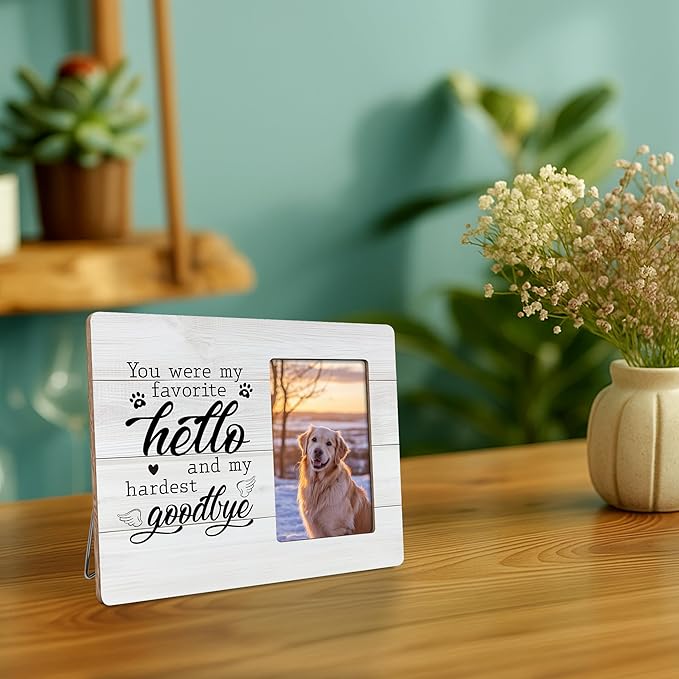 Pet Memorial Gifts for Dogs Remembrance Picture Frame, Loss of Dog Sympathy Gift, My Hardest Goodbye Frames Fits 4x6 Photo